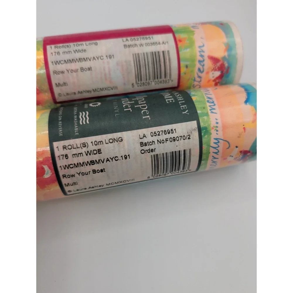 Lot of 2 Laura Ashley Row Your Boat Multi Border Wallpaper Matt Vinyl 10m 176mm